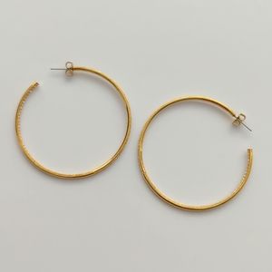 NEW Nordstrom Rhinestone Pave Hoop Earrings - Gold